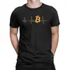 Herr Bitcoin Heartbeat Graphic T Shirts Cryptocurrency Pure Cotton Tops Awesome Crew Neck Tee Shirt For Men Camisas Tshirts 220523