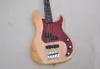 Guitare basse électrique 4 cordes en bois naturel avec touche en palissandre Red Pearl Pickguard