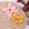 Bow Hair Clips For Girls Baby Kids Solid Color Barrettes Princess Tyg Hårstång