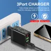 Chargeur rapide à affichage LED 3A, pour iPhone 13 12 Xiaomi Samsung iPad Etc., prise EU US UK, chargeur rapide, adaptateur mural à 3 Ports