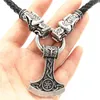 Anhänger Halsketten Nostalgie Kolovrat Symbol Slawische Perun Axt AlGIZ Rune Wikinger Wolfsköpfe Lederkette Halskette Collier Sautoir LongPendant