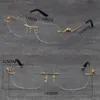Neue Metall klassische randlose optische Leserahmen quadratische Brillen 18K Gold Rahmen Brille Männer kurzsichtige schräge abgewinkelte Brillen männlich und weiblich Größe: 58