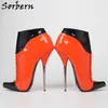 Sorbern 7 inch Metal Balet High Heel Kostki Botki Fetysz Obcasy Boczne Zipper Stilettos Szpiczasty Toe Goth Boots Kobiet Kobiety Niestandardowe