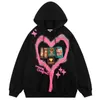 Moishe Tide Brand Love Sticker Design Sense Suéter con capucha Abrigo versátil informal para amantes sueltos para hombres