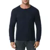 Mens Long Sleeve Henley Shirt Autumn Slim Fit Waffle Cotton T Shirt Men Solid Color Prace Business Prace Casual Tshirt Mężczyzna XXL L220704