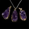 Подвесные ожерелья натуральные фиолетовые кристаллические геод -геод кварц нерегулярные дружильные кластерные заживление фэн Шуи Каменные Минералы Дома