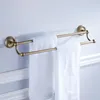 Porte-serviettes mural en laiton antique, accessoire de salle de bains, support de Rail à Double barre