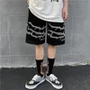 Harajuku män shorts streetwear järn kedja mönster jogger wo sommar lös elastisk midja hip hop skateboard 220318