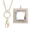 Pendant Necklaces 5pcs/lot Alloy Square Rhinestone Memory Convex Glass Living Floating Locket For Charms Chain JewelryPendant