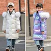 4 8 10 12 ans filles Parka Snowsuit 2021 hiver brillant veste pour filles mode col de fourrure manteau chaud vêtements d'extérieur pour enfants J220718