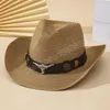 Chapeaux de Cowboy tête de taureau à la mode pour femmes et hommes, chapeaux de plage occidentaux, chapeau de Cowgirl pliable, Protection UV, casquette solaire, vente en gros