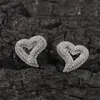 Charming Men Women Stud Earrings Yellow White Gold Plated Bling CZ Heart Earrings Studs Jewelry Nice Gift