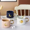 Mugs Creative Ceramic Gold Moon Sun Coffee With Handgrip Porcelain Tea Milk Cups Nordic Home Office Water Mug Cup Nice GiftMugs