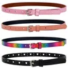 Belts Colorful Children Faux Leather Belt Alloy Pink Buckle Glitter Waist Sequins Solid Color Eyelet Grommet Waistband BeltBelts Fred22