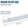 JESLED T8 LED電球4フィート28W 6000Kクールホワイトチューブライト4フィート蛍光電球交換バラストダブルエンドパワー