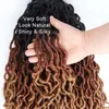 Morbidi Dreadlocks Gypsy Locs Capelli all'uncinetto Capelli sintetici Ombre Marrone Biondo 18 pollici Ricci finti Locs Trecce Capelli per donne nere