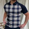 メンズポロスサマーカジュアルジップラペルトップメンシャツ男ファッションフィギュアプリント半袖Tシャツ人の男性のbles22