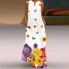 Señoras verano sexy sin mangas con cuello en v vestido impreso 3D retro floral más tamaño maxi mujeres sueltas vestidos de playa es 220613