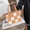 Evening Bags Donna-in 2022 Spring Beige Chessboard Shoulder Women High Quality Split Leather Fashion OOTD Styles Ladies HandbagEvening