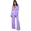 Fashion Purple Leisure Mother of the Bride Suits For Wedding 2022 Women Sexy Loose Wear Trousers Set 2 Pieces