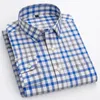 Mäns Casual Plaid Shirt Bekväm Specialdesign Långärmad Långärmad Långärmad Skjorta Högkvalitativ 100% Bomull Smart 220322