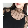 Korean Clothing Full Sleeve Harajuku Mesh Top See Through T Shirt Transparent Femme T-shirts Kawaii Clothes Female