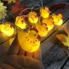 Strings LED 10/20leds Yellow Turkey String Lights Thanksgiving Decorative Lamp For Fall Autumn Halloween Holiday DecorationLED LEDLED