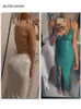 Sexy V Neck Lace Up Sequined Cocktail Party Dress Backless Split Leg Sleeveless Summer Long Dresses Evening Wedding Gown 220510