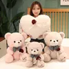 Cm Kawaii Teddybär Plüschpuppen Liebeskissen Fliege Rosenbären Kuschelig Gefüllt Für Hochzeit Dekor Geschenk Paar Mädchen J220704