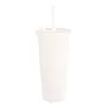 Wholesale 24oz double layer plastic matte skinny tumbler with colorful straw water cup coffee cup gift High quality DHL MIN