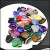Charms Jewelry Findings Components Purple Red Stripe Agate Heart Pendants For Diy Earrings Necklace Making Dr Dhivs