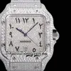 2022 TWF SA0018 Paved Diamonds ETA A2824 Automatik-Herrenuhr, vollständig vereist, Diamant, arabisches Zifferblatt, Schnellschalter, Stahlarmband, Super Edition Eternity-Schmuckuhren