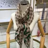 Дизайнерский хлопковый шелковый шарф с принтом букв для женщин, светло-коричневый квадратный шарф в подарок 140x140 см4598188