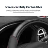 Fibra de carbono de couro genuíno Bata de carro Antislip Universal na tampa do volante 3738cm 145 "15" M Hand Protector Wrap J220808