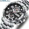 CRRJU Hommes Montres Grand Cadran Étanche En Acier Inoxydable Avec Des Mains LumineusesDate Sport Chronographe Montres Relogio Masculino 220530