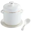 유럽 ​​스타일 도자기 조림 그릇 달걀 컵 끓는 냄비 작은 수프 컵 가정 수프 그릇 및 플레이트 세라믹 식기 그릇 세트 220408