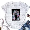 Women's T-Shirt Floral Shirts Women Black Art Print Clothes Vacation Tee Tropical Plants Tops Hawaii Aloha Clothing Vintage Graphic Tees LWo