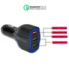 Chargeur de voiture à charge rapide Adaptateur allume-cigare QC 3.0 Adaptateur secteur Auto USB Charge de téléphone Universel 3 ports Chargeur rapide DHL FEDEX