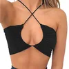 Womens Sexy Criss Cross Lace Up Sling Basic Bow Tie Crop Top 220607