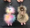 Colorful Fur Ball Keychain Party Favor Cute Plush Ostrich Ornaments Animal Shape Backpack Car Acces AA