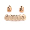 18K Real Gold Braces Plain Punk Hiphop Up 2 Bottom 6 Teeth Grillz Dental Mouth Fang Grills Tooth Cap Cosplay Party Rapper Jewelry 208o