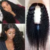 SVT Indian Deep Curly Spets Front Wig Human Hair S for Black Women Wave 4x4 Stängning Glueless Frontal 220609