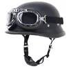 German Retro Motorcycle Helmet with Goggles Casco Moto Open Half Helmet For Ride Chopper Biker Pilot