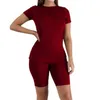 Été grande taille 3XL 4XL solide survêtements femmes T-shirt Shorts coton 2 pièces ensembles survêtements mode chemises pantalons courts vêtements décontractés