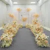 Ghirlande di fiori decorativi Champagne Bianco Matrimonio Disposizione della parete Arco di ferro Fondale Peonia Seta artificiale Fila Centrotavola DecorD