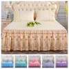 Princesse Literie Solide À Volants Jupe De Lit Taies D'oreiller Dentelle Draps Housse De Matelas King Queen Full Twin Size Couverture De Lit 220623