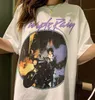 Kuakuayu HJN 紫雨ヴィンテージグラフィック Tシャツ女性半袖紫シックなプリントトップス夏の綿ルーズカジュアル Tシャツ 220408