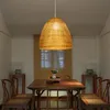 Hängslampor modern bambu väver rotting rotting ljus trädgård restaurang kök vardagsrum dekor belysning fixturespengant