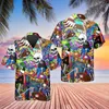 Men's Dress Shirts Men's Skull Print Hawaii Funny Seaside Vacation Shirt For Men Oversized Street Short-sleeved ClothingMen's