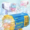 Bubble Gun 69 fori Arcobaleno automatico Rocket Boom per bambini Light Up Music Bubble Machine Forniture per feste per regalo di compleanno 220707